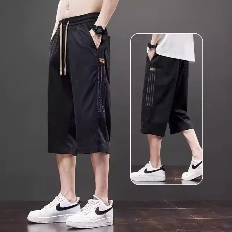 

Trendy brand seven quarter pants for men, summer fashion versatile and breathable 2025 new American striped loose straight leg y