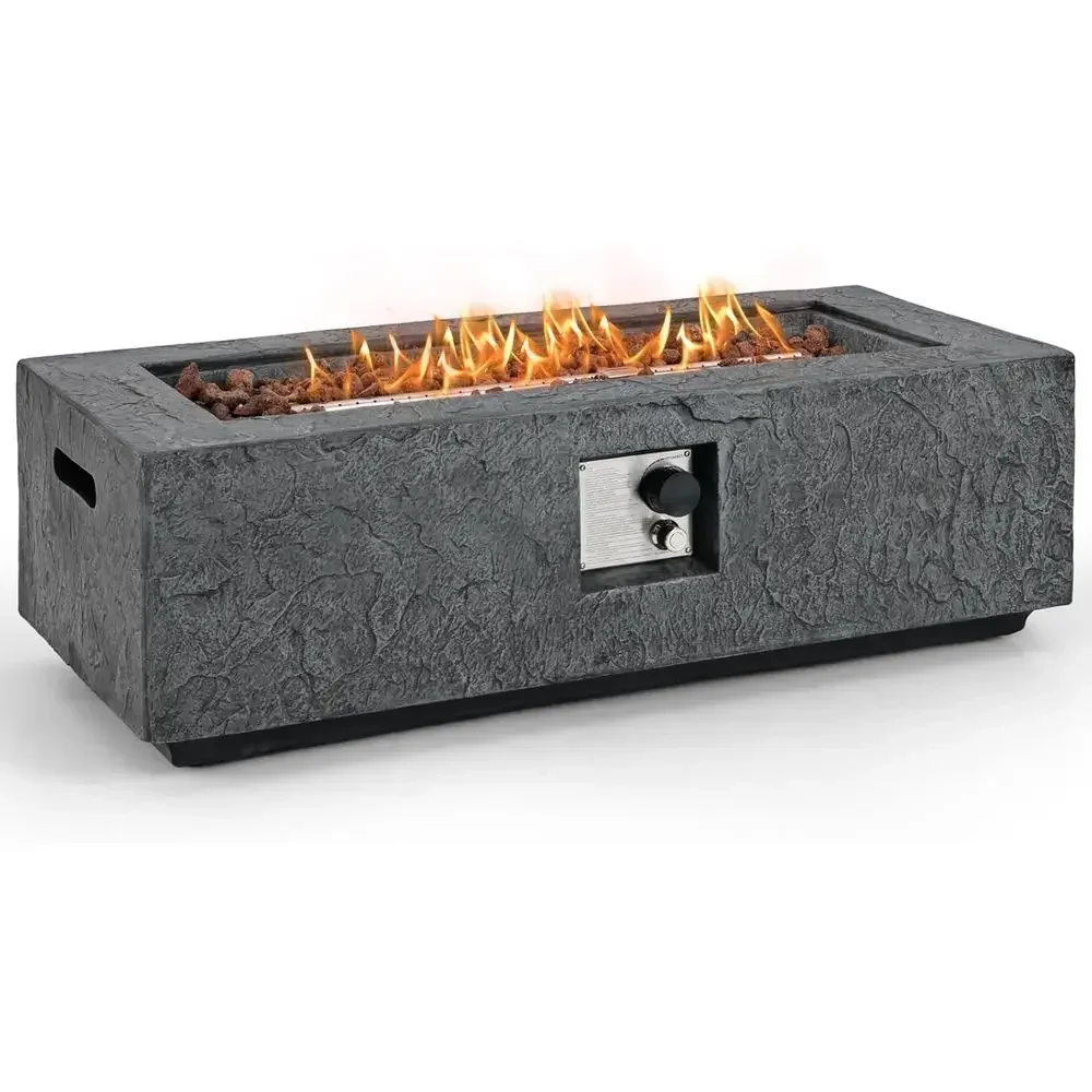 42.5 Outdoor Propane Fire Pit Table with 50,000 BTU Magnesium Oxide Burner, Lava Rocks, and Cover