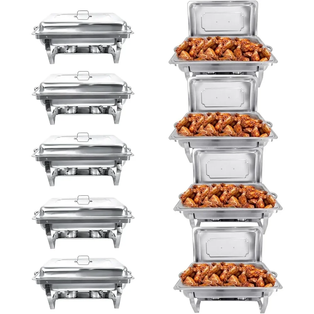 

Chafing Dish Buffet Set (9/7Pack) Chafers 8QT Buffet Servers and Warmers, Chaffing Servers with Covers, Catering, Chafer