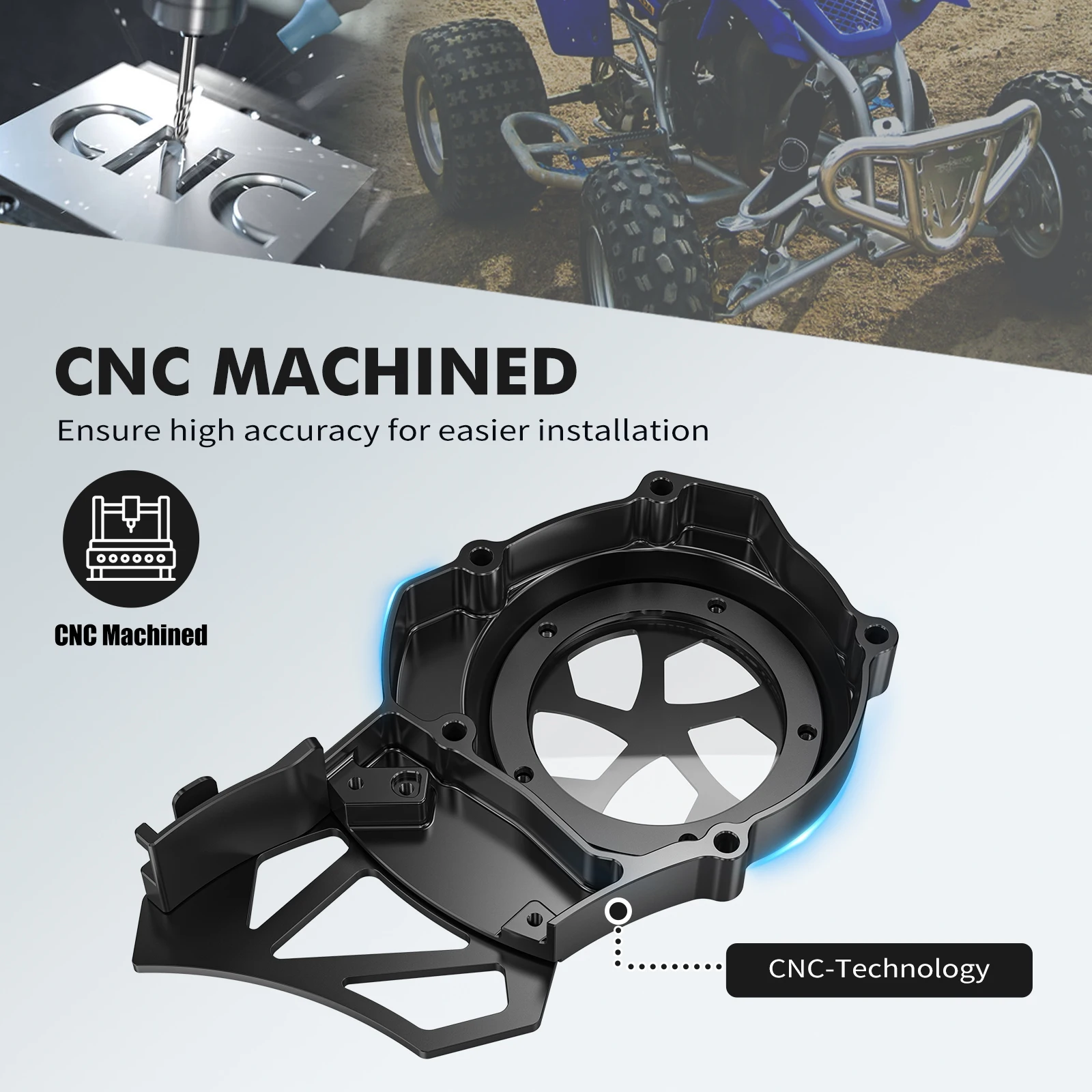 NICECNC Für Yamaha Blaster 200 YFS200 YFS200SE 1988-2006 Transparenter Stator-Kettenradabdeckungsschutz ATV-Zubehör – Detail 5