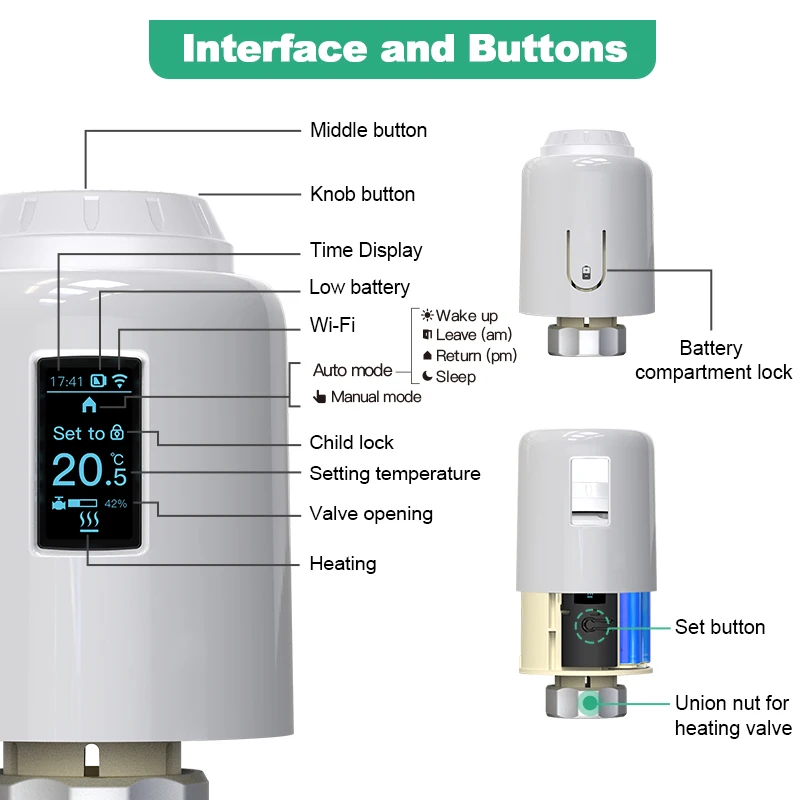 Tuya Zigbee Radiator Thermostatic Valve Smart Home ZigbeeThermostat Zigbee Radiator Valve Thermostatic Head Google Home Alexa