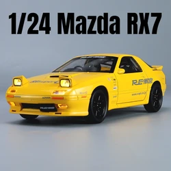 1/24 Mazda RX7 Initial D Racing Toy Car JDM Model 1:24 Diecast Meatl Vehicle Miniature Sound Light Collection Gift For Boy Kid