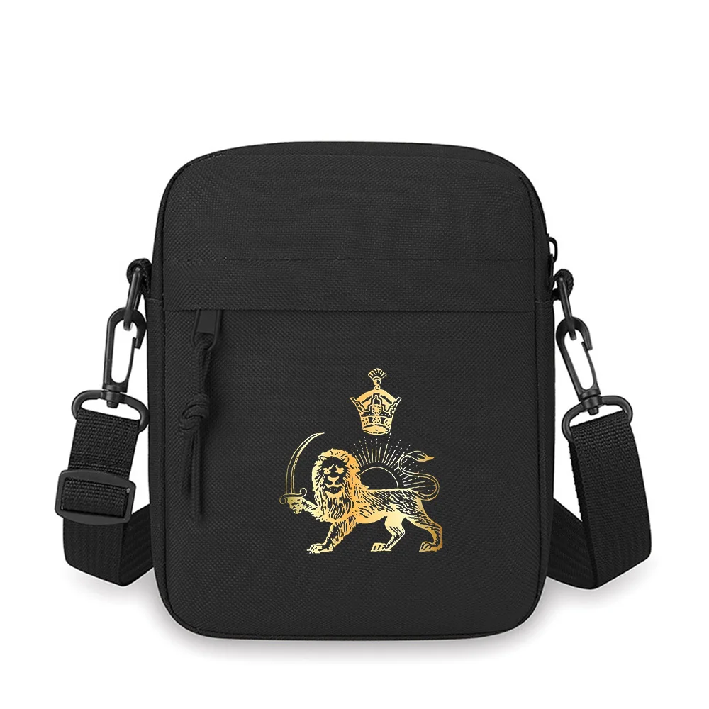

Lion holding a sword and crown. Men Crossbody Bag Single Shoulder Women Cartoon Anime Film Printing Design Unisex