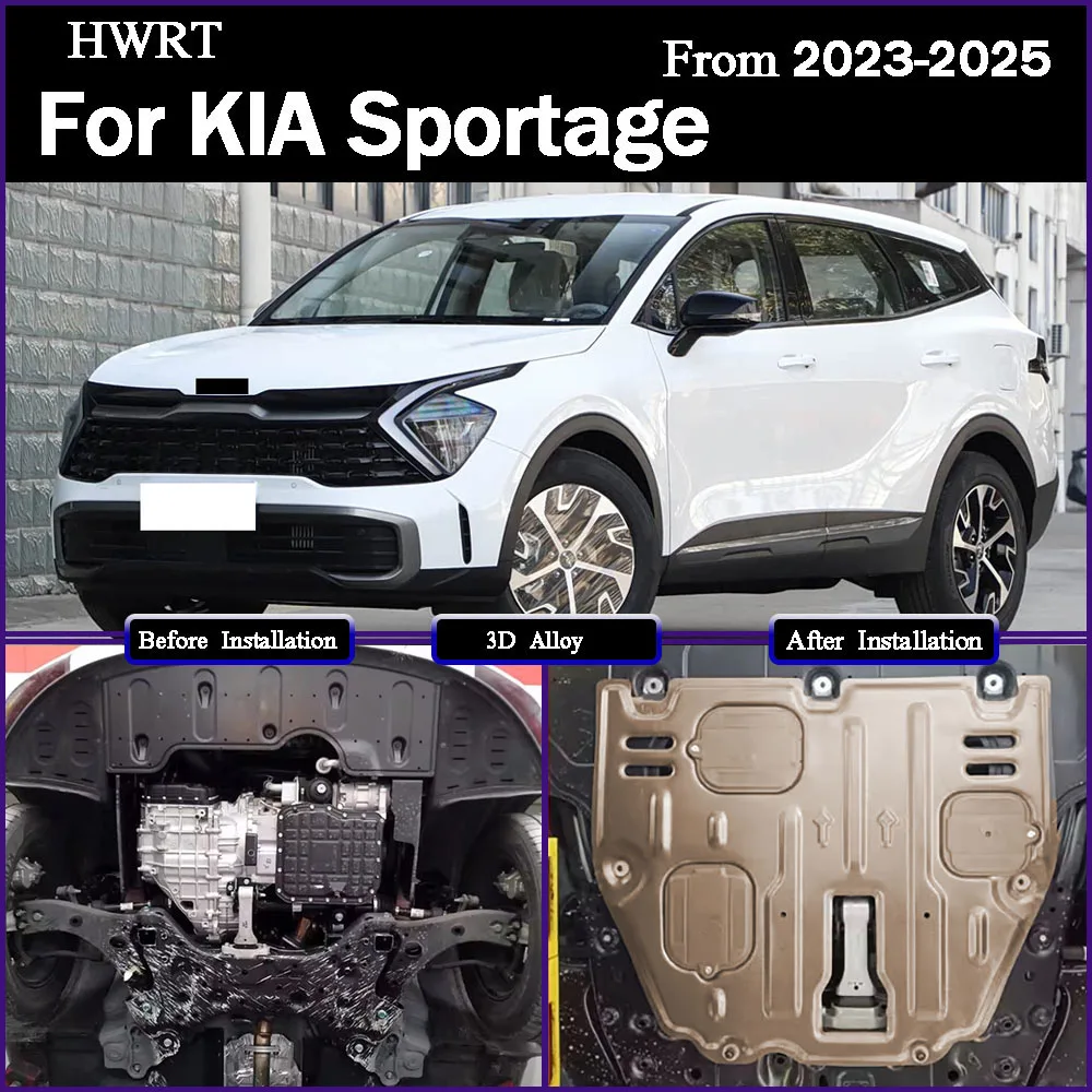 

For KIA Sportage 2023-2025 1.5T 2.0L Engine Guard Board Splash Shield Mud Fender Plate Cover Black Car Mudflap Mudapron Mudguard