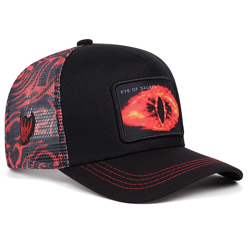 Gorra de béisbol con grafiti ojo de sauron, gorra de malla de Hip hop de alta calidad, gorra de camionero
