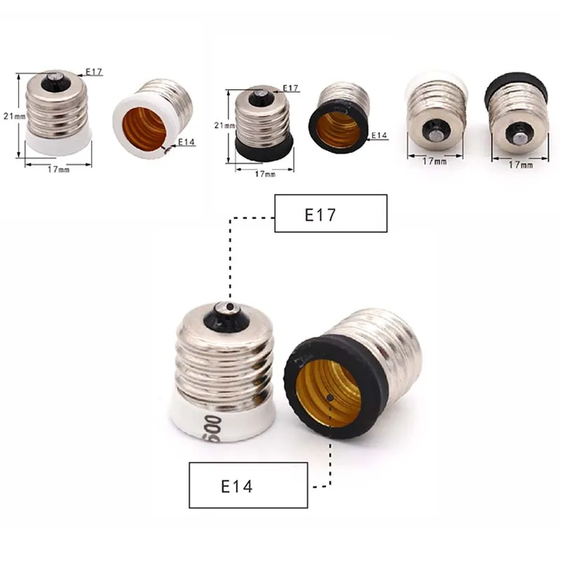 2pcs E17 to E14 Lamp Holder Led Lighting Light Base Converter Screw Bulb Socket Adapter LED Saving Light Halogen Lamp Head