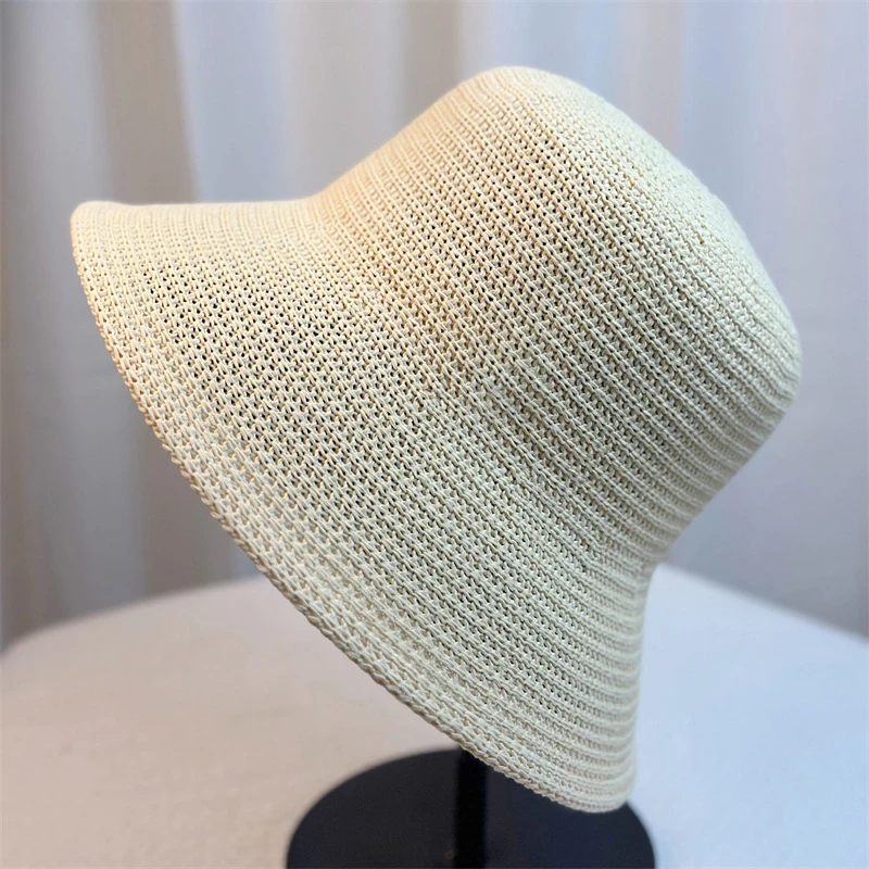 Korean Simple Straw Hat Summer New Women Visor Bucket Hat Fisherman Hat Hand Weaving Beach Foldable Panama Sun Hats for Women