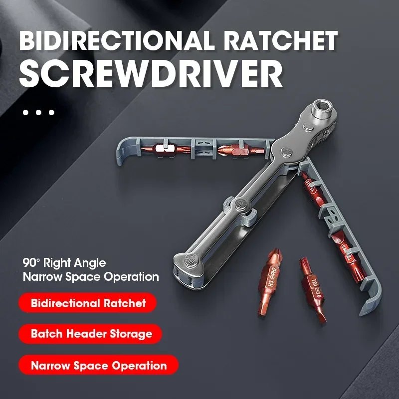 

WoodWorking 8 in 1 Two-way Multi-function Ratchet Screwdriver Adjustable Direction Right Angle Hand Tool Small Convenient