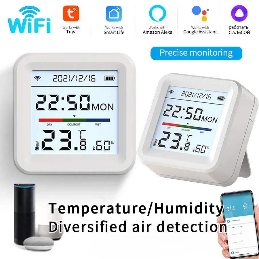 Tuya WiFi مستشعر درجة الحرارة والرطوبة مقياس الرطوبة كاشف الحرارة الحياة الذكية App التحكم عن بعد دعم Alexa Google Home #1