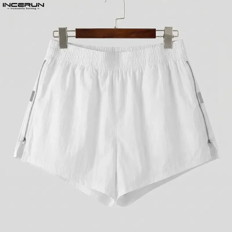 INCERUN Men Shorts Mesh Patchwork Zipper See Through Sexy Men Bottoms Summer 2026 Vacation Casual Shorts For Man Joggers S-5XL