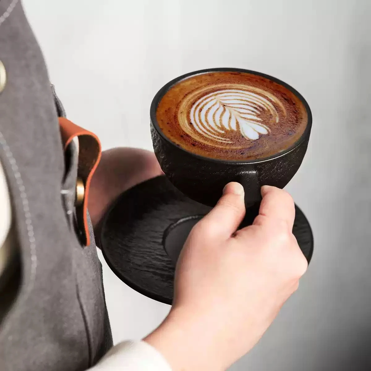 Stone Texture Ceramic Cup Saucer Set 320/400ml Black White Latte Coffee Mug Home Cafe Tableware