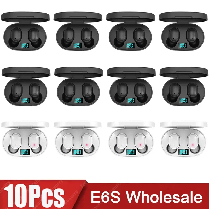 

10Pcs E6S TWS Bluetooth 5.0 Earphone Wireless Headphones Stereo Headset Bass Earbuds with Microphone for Iphone Xiaomi VS A6s