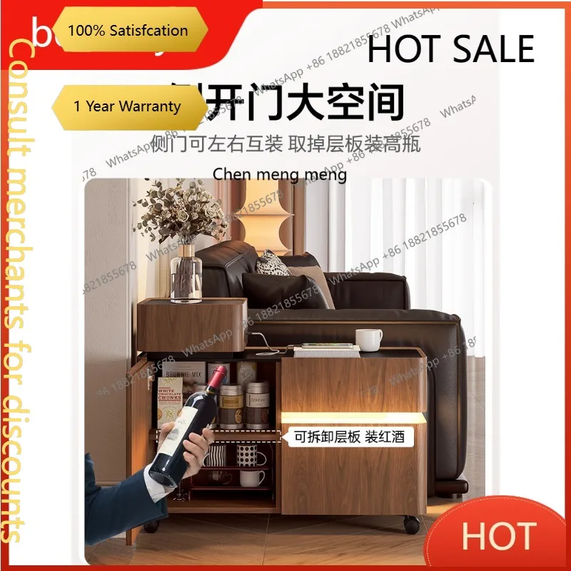 D5556 s6601 A few removable side cabinets on the sofa side, walnut extremely narrow rock slab, tea cabinet, sofa side
