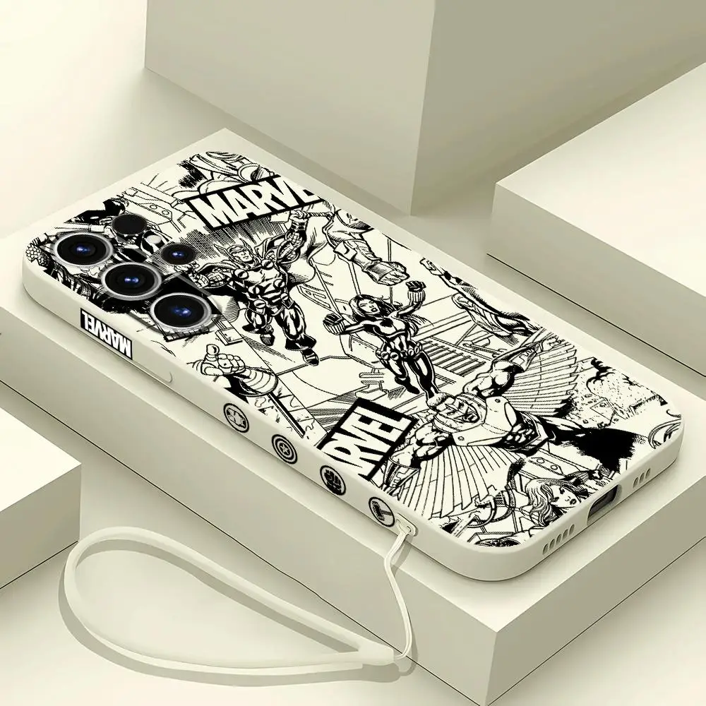 Marvel Logo Avengers Phone Case for Samsung Galaxy S24 Ultra S20 FE S22 Plus S23 Ultra 5G S21 Luxury Square Liquid Cover image 6