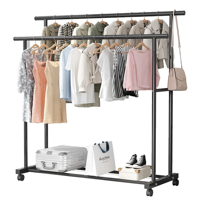 Simple Clothes Hanger Bedroom Floor Hanger Balcony Clothes Drying Rack Clothes Hanging Drying Pole Dormitory Clothes Drying Rack