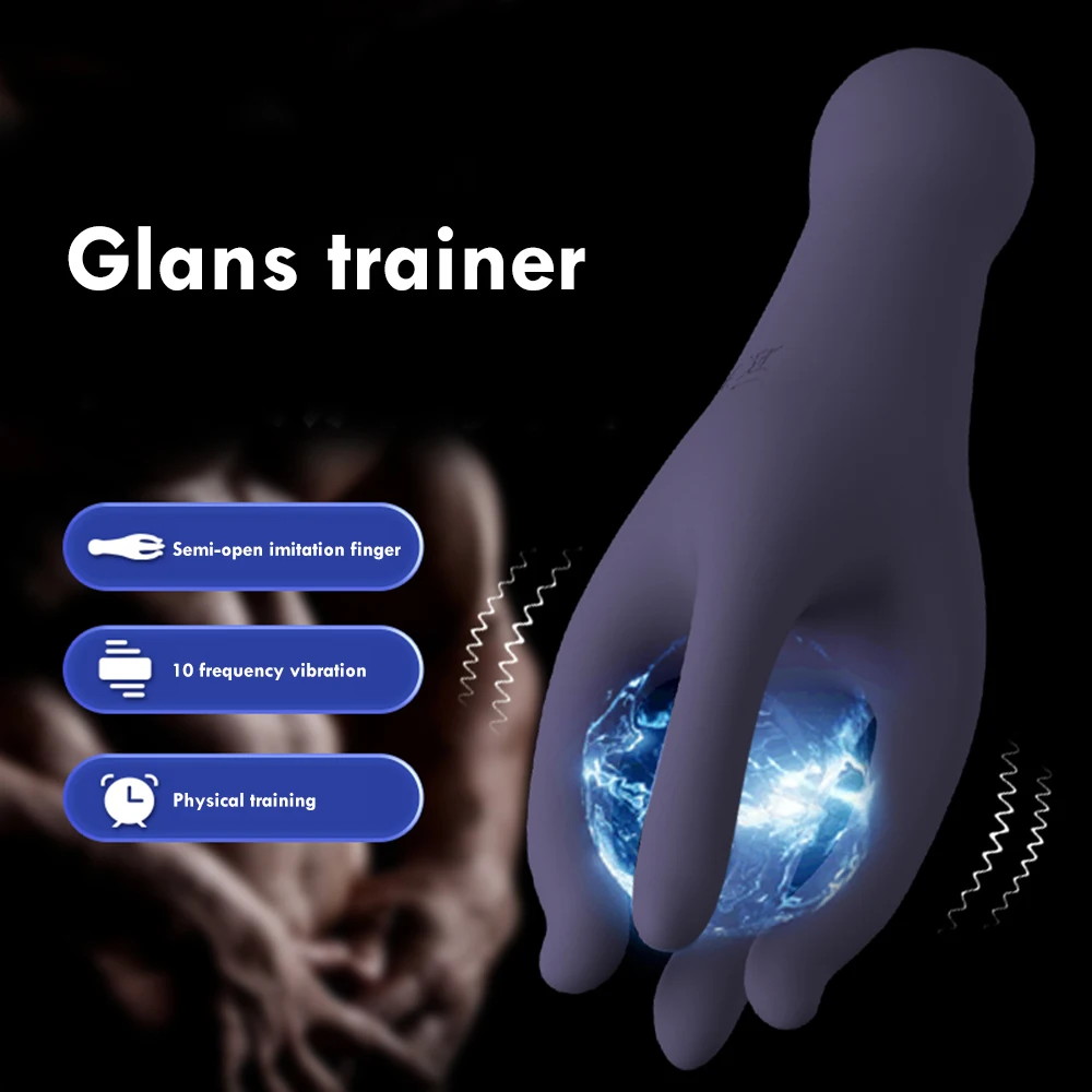 Penis Delay Trainer Exerciser Glans Stimulater Massager Mens Vibrator Male Masturbator Equipment Sex Toys Adult Goods For Men