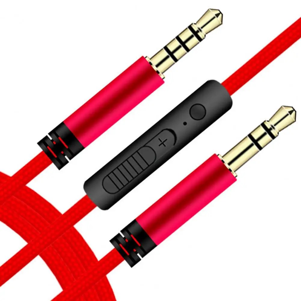 Audio Cable Gold Plated Volume Control 3.5mm to 3.5mm Male to Male Speaker Line AUX Cord with Mic for Headphone