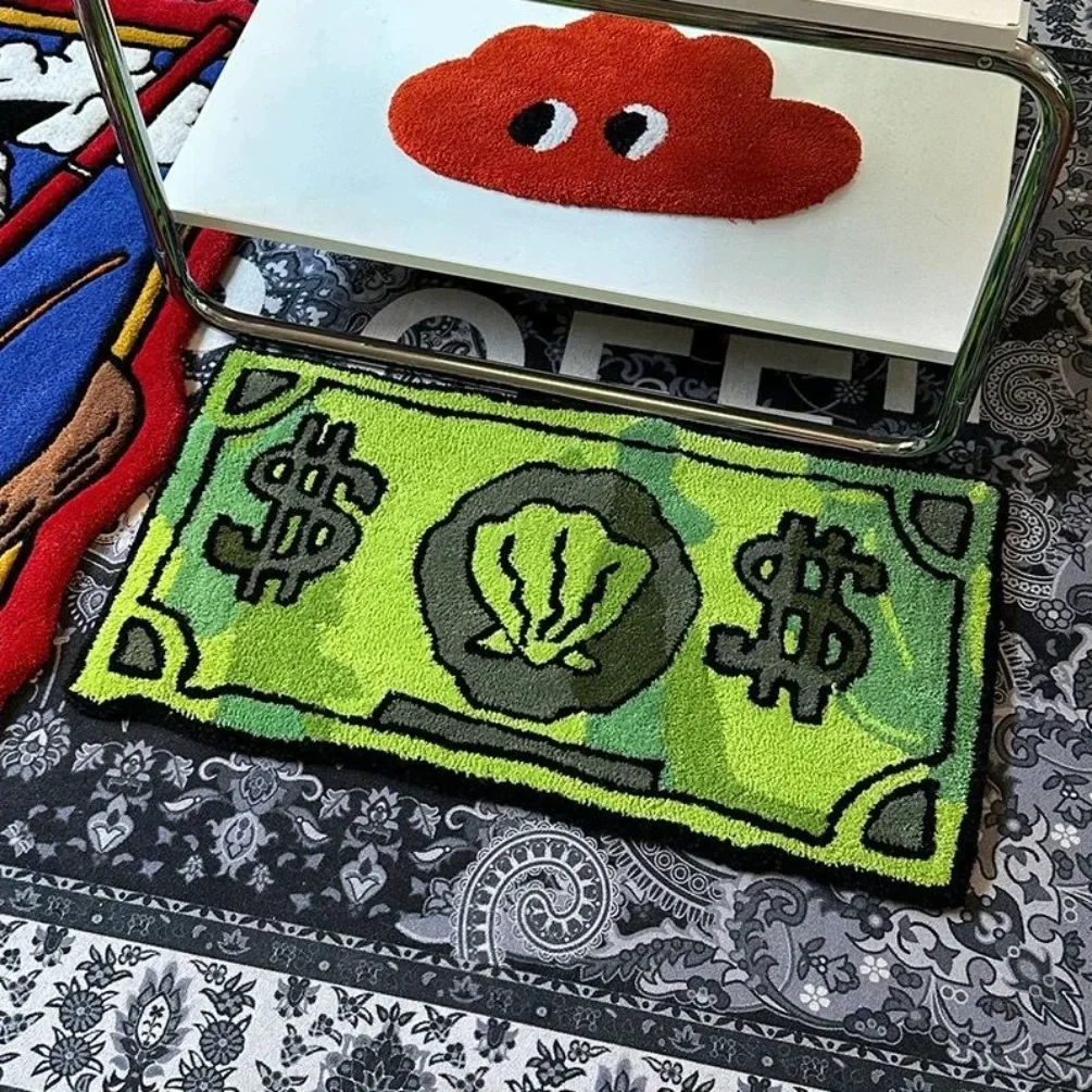 Cartoon Money Rugs Waterproof Floor Mat Fluff Carpet Non-slip DoorMat Halloween Decor Banknote Rug for Bathroom Hallway Balcony