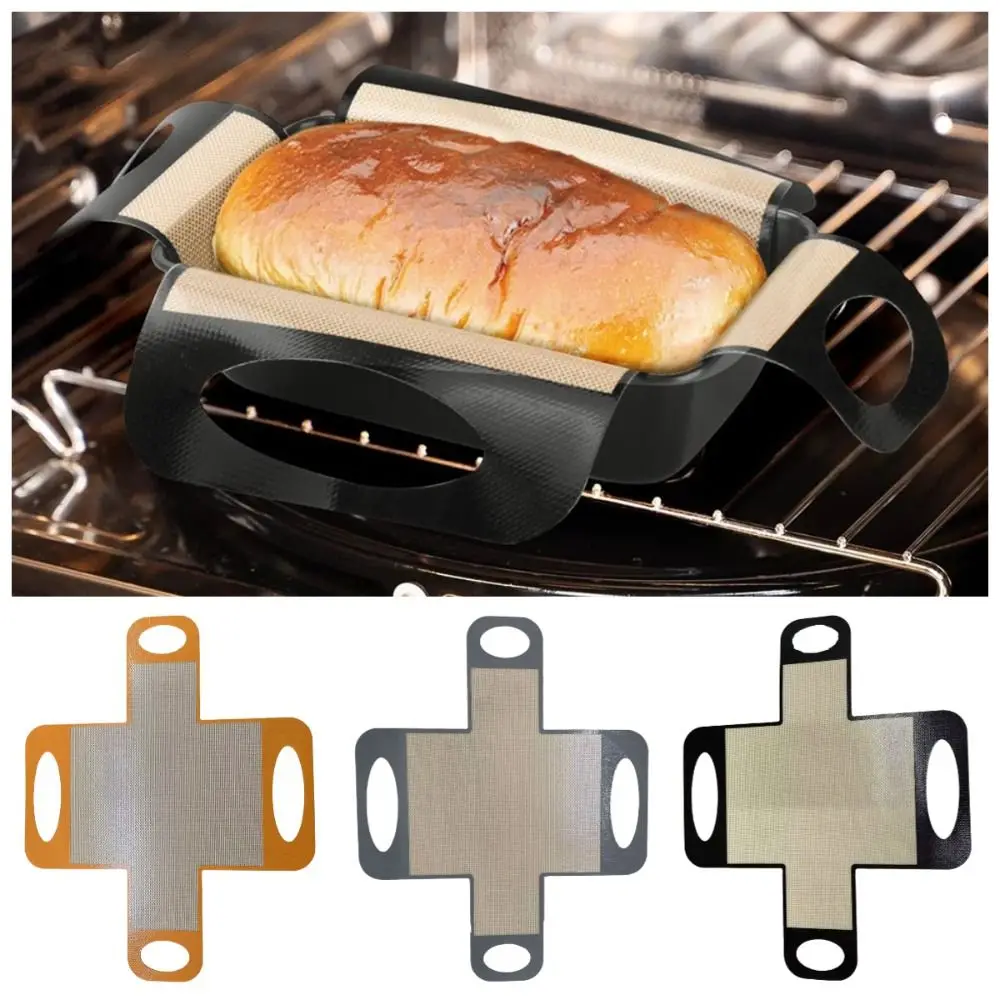 

Reusable Silicone Bread Loaf Pan Liner Easy Clean Heat Resistant Loaf Pan Lifters Food-Grade with 4 Handles Dough Transfer Tool