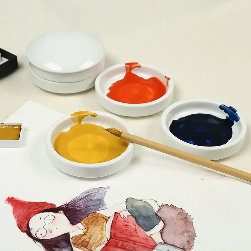 Five-layer Ceramic Palette with Cover Blue and White Porcelain Chinese Painting Pigment Ink Box Pen Wash Palette