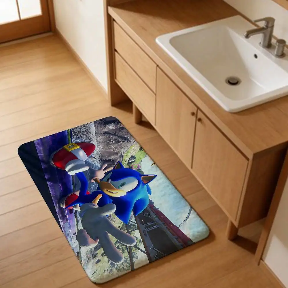 Game S-Sonic Character Movie Floor Mat Rectangle Anti-slip Home Soft Badmat Front Door Indoor Outdoor Mat Welcome Doormat