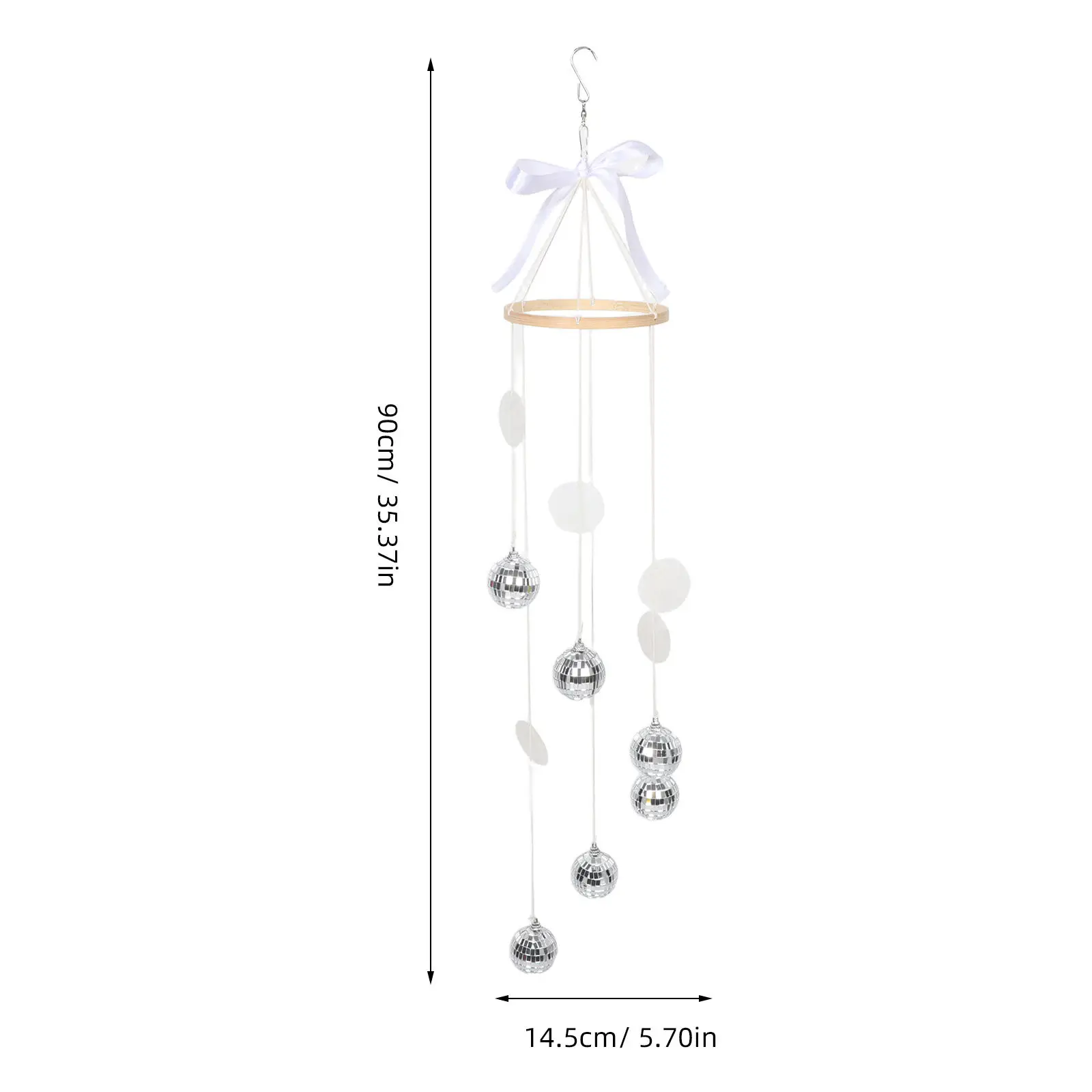 Hanging Disco Ball Suncatcher Silver Boho Retro Groovy Room Decor for Patio, Window, Garden