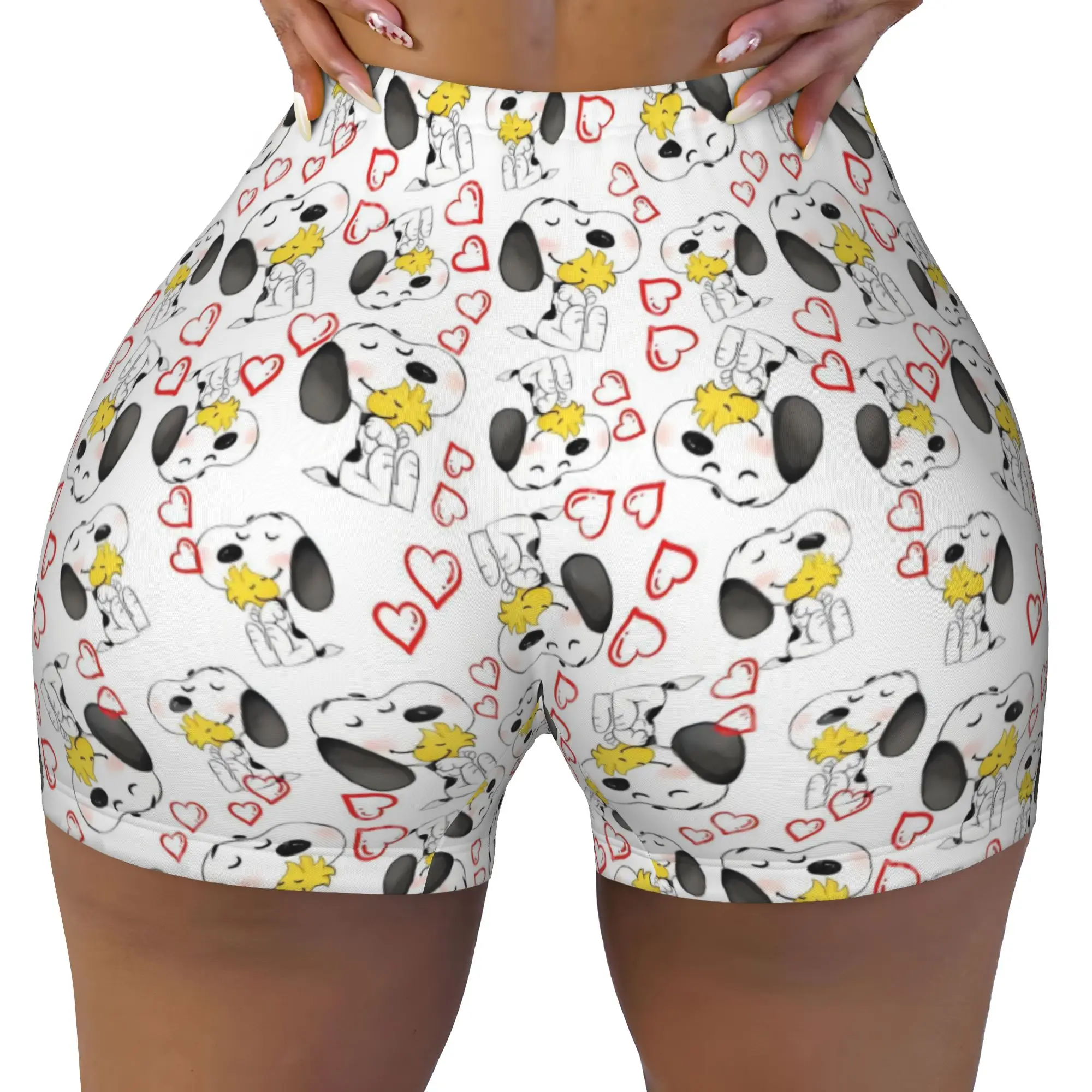 Custom S-snoopies Anime Biker Running Gym Shorts Women Dog Manga Athletic Workout Yoga Shorts