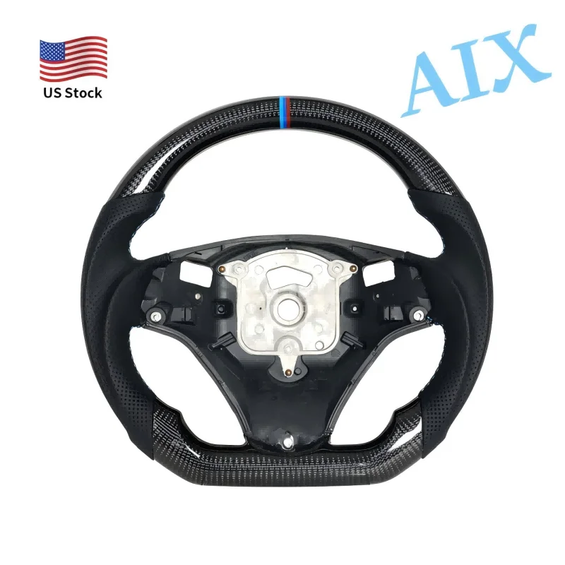 

США на складе Рулевое колесо из настоящего углеродного волокна для Bmw M3 3 серии E91 E92 E93 Рулевое колесо Bmw E90 с отверстиями для весла