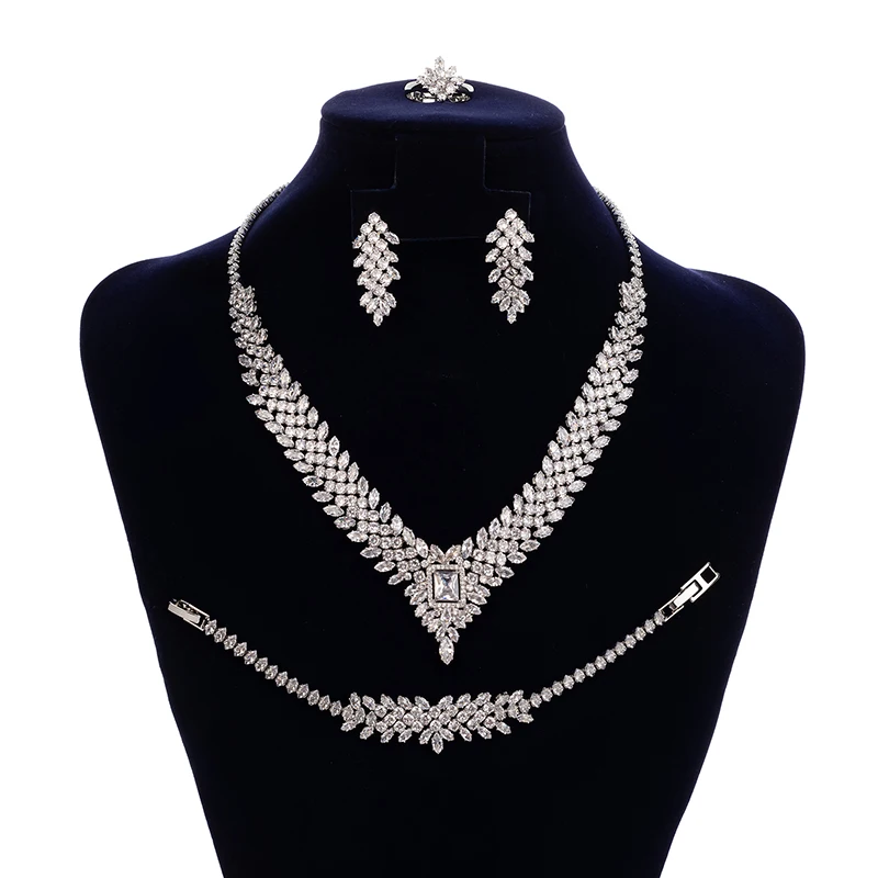 

Jewelry Set HADIYANA Gorgeous Classic Women's Wedding Party Necklace Bracelet Ring Earrings BN7899 Valentine's Day Gift