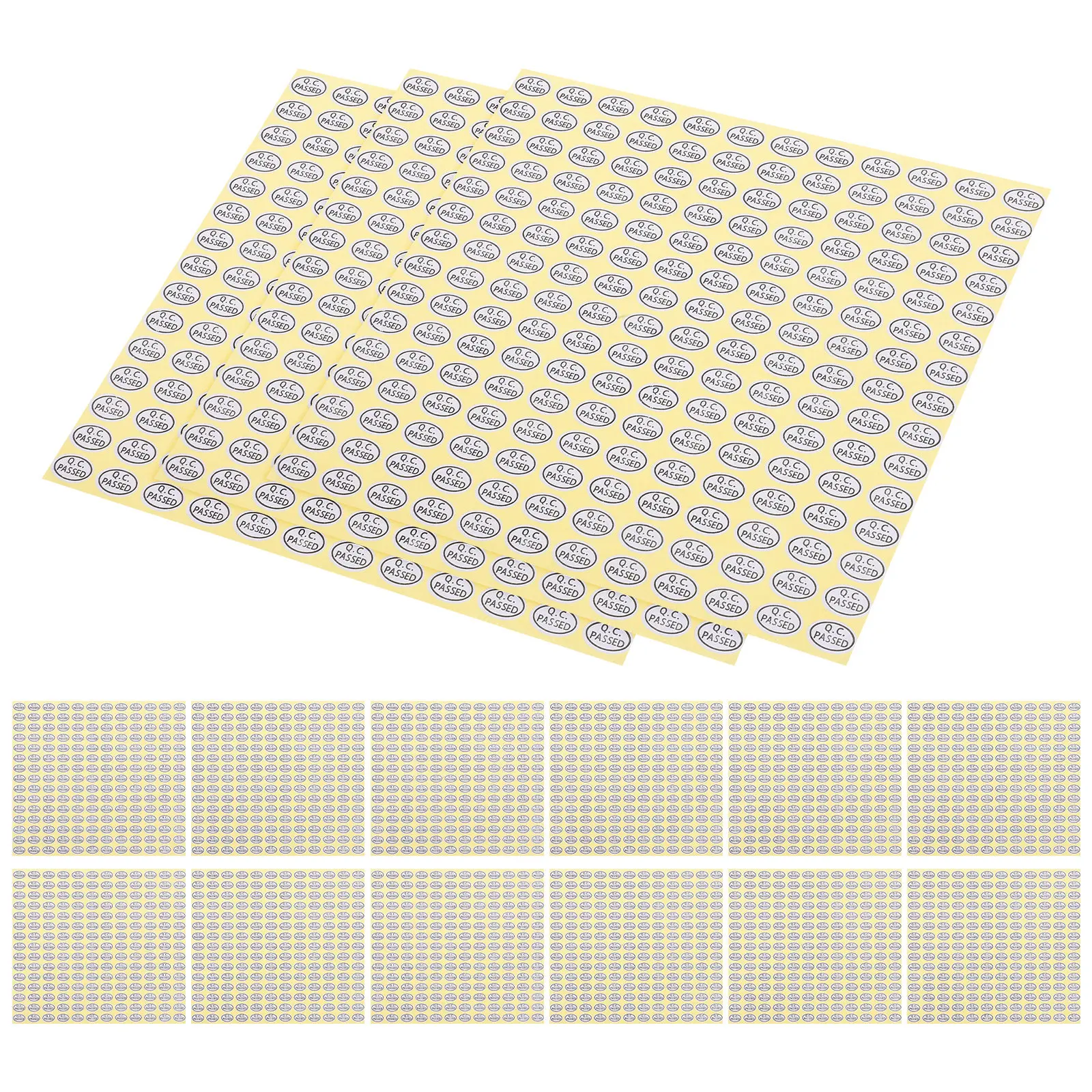 

6 пакетов этикеток-наклеек с сертификатом QC, самоклеящиеся, овальные, из мелованной бумаги, для коробок, бутылок, автомобильных окон, стен, книг, металла, пластика, гладких поверхностей