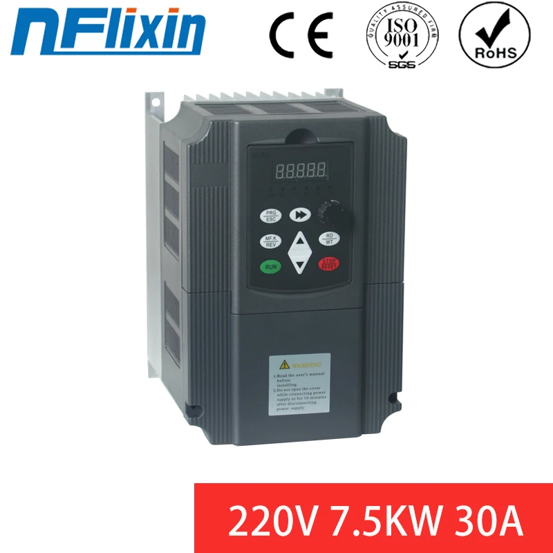 Imagem -02 - Conversor de Frequência com Acionamento de Velocidade Ajustável Inversor de Frequência Vfd Entrada Monofásica Saída Trifásica 220v 5.5kw 7.5kw 4kw