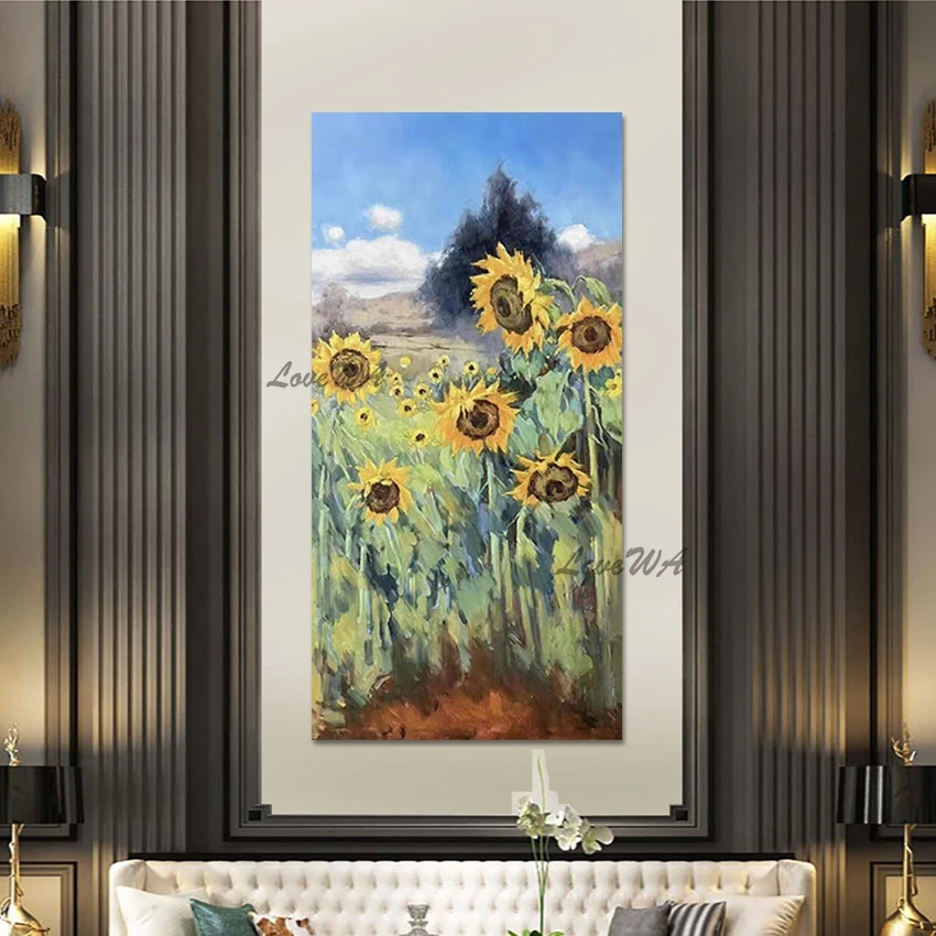 

3d Picture Beautiful Scenery Unframed Wall Art, Canvas Roll Abstract Acrylic Sunflower Oil Paintings, For Home Decoration Items