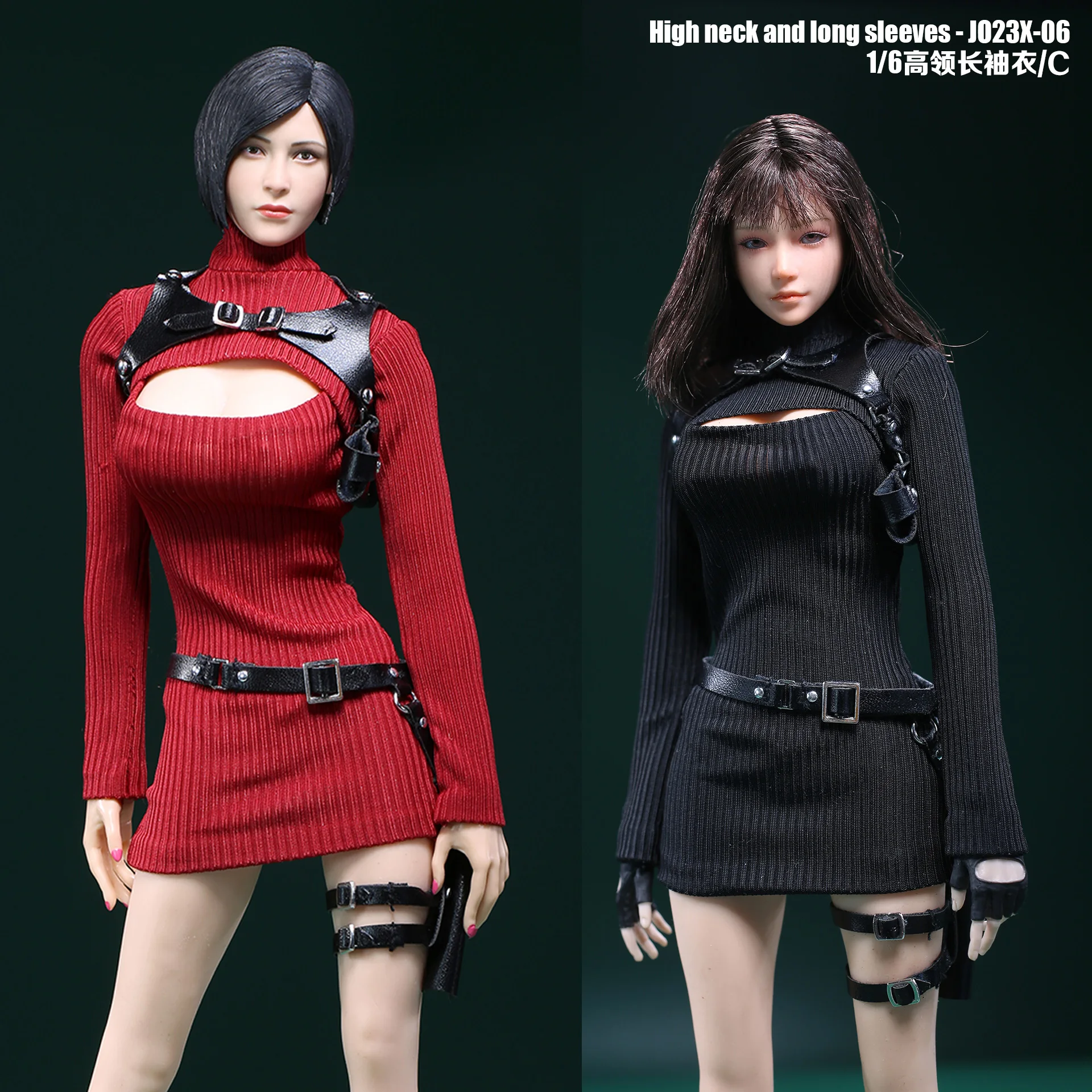 

JO23X-06 Масштаб 1/6, Ada Wong, красный свитер с высоким воротом и длинными рукавами, комплект кобуров, подходит для 12-дюймовой женской фигурки солдата, тело куклы