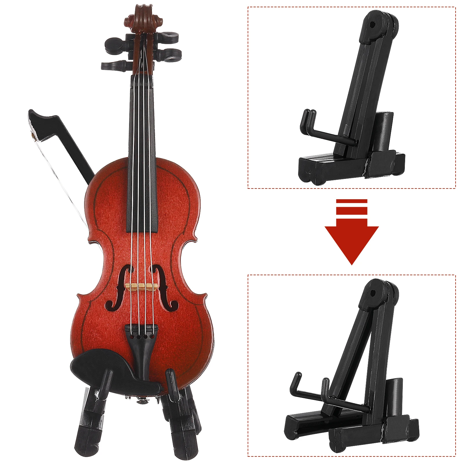 

1 set 1 Set Wood Decorative Miniature Violin Desktop Decor Realistic Tiny Instrument Adornment Decorative Small Violin Prop