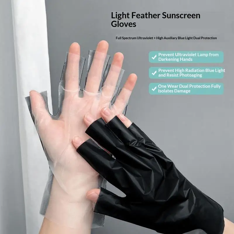 Anti UV Manicure Gloves 1 Pair Fingerless Breathable Skin Protection Gloves for Home Salon Nail Gel Polish Use
