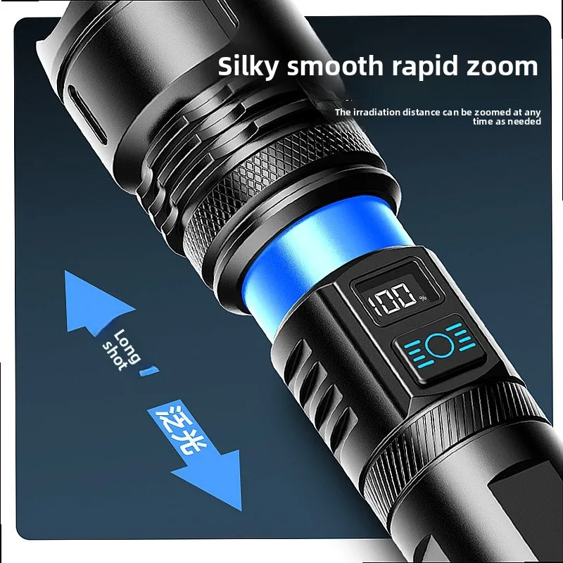 Cross Border 7-Core LED Flashlight Super Bright Long Range Zoomable Rechargeable Outdoor