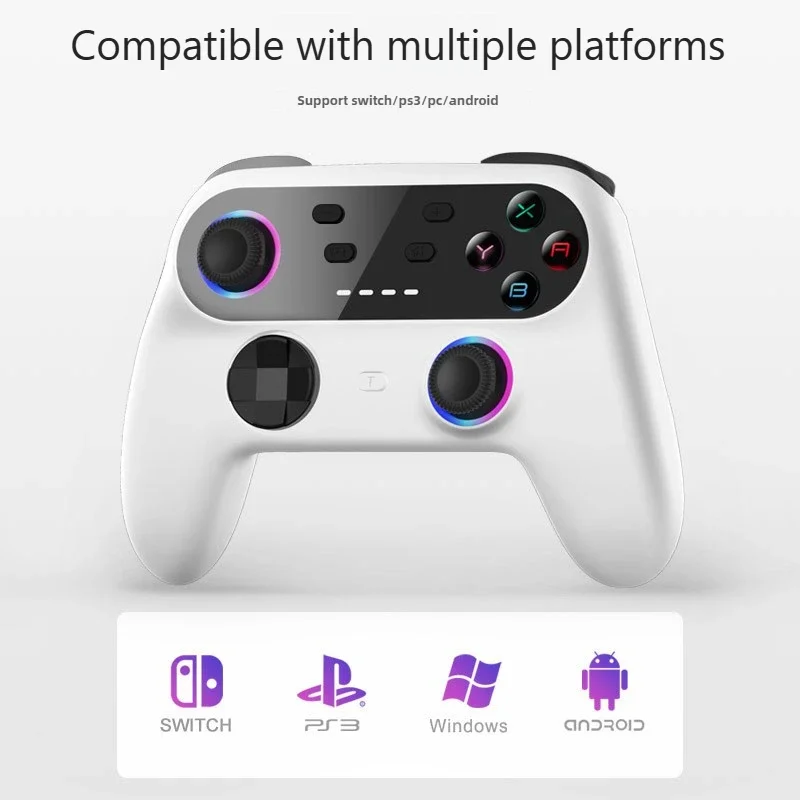 Drahtloser Gamepad-Controller mit Turbo, 6-Aisx, Programmierung, RGB-Beleuchtung, Dual-Vibration für Switch/Xinput/Dinput/PS3/Android
