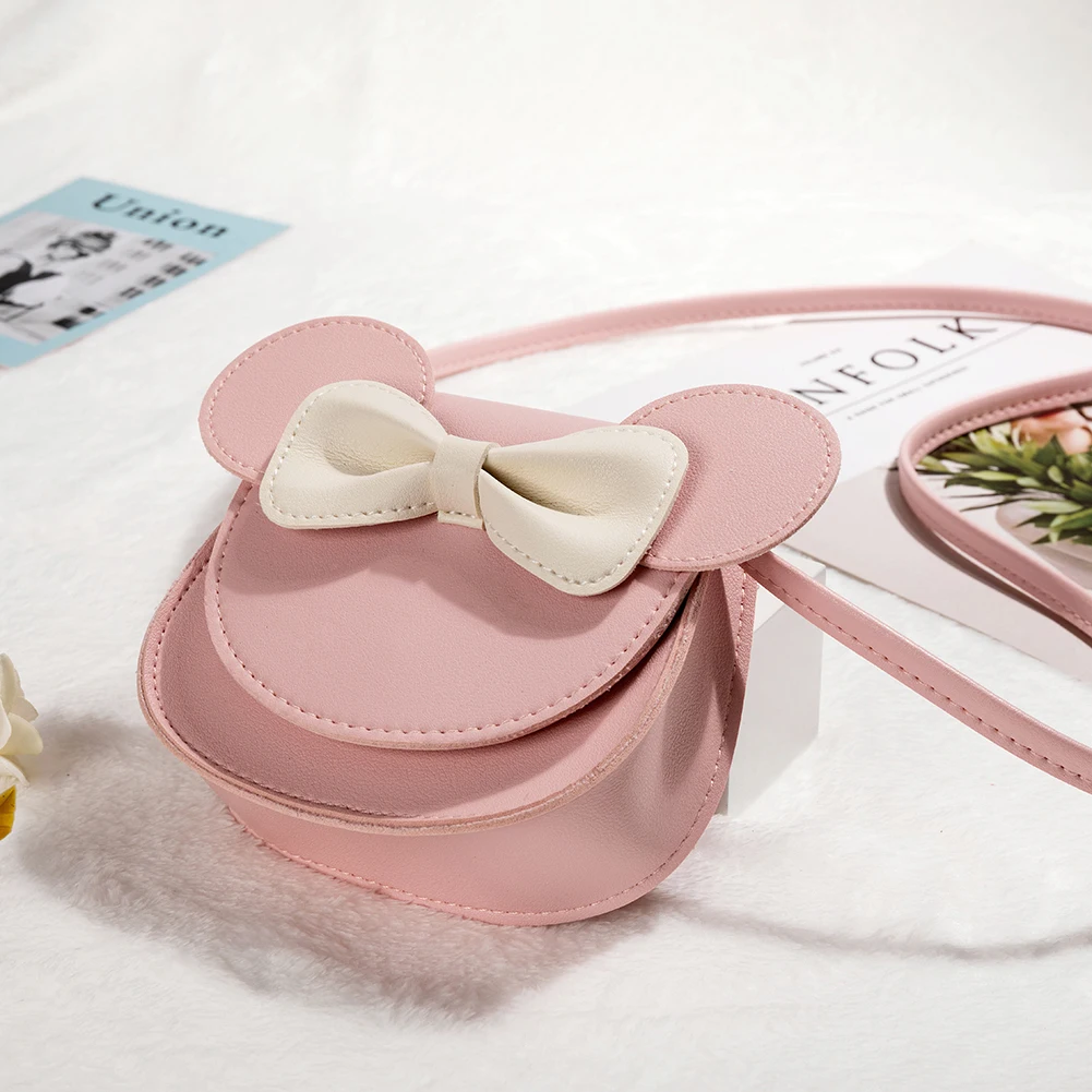 Little girl toddler mini crossbody bag, single shoulder bag, zero wallet with cute mouse ear bow