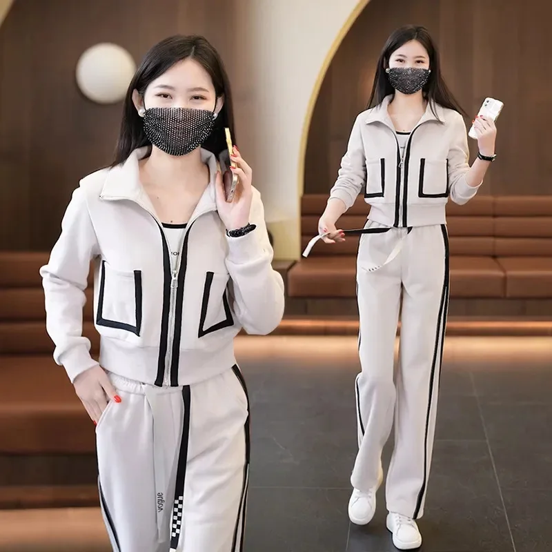 Ladies Sportswear Long Sleeve Loose Casual Sportswear suit  2023 autumn winter slimming and age-reducing two-piece set