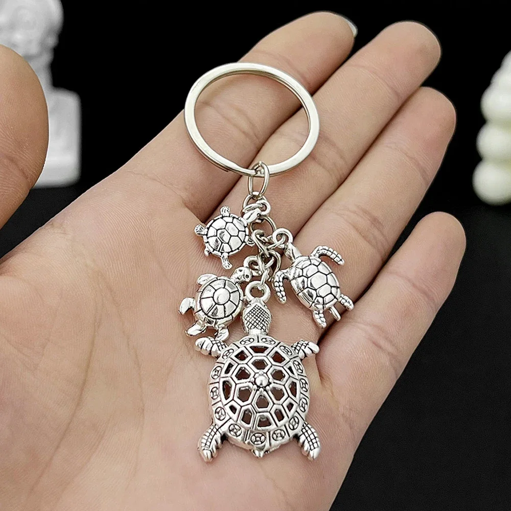 Cute Sea Turtle Keychain Metal Hollow Tortoise Pendant Key Holder Women Men Handbag Backpack Charms Accessories Ocean Lover Gift