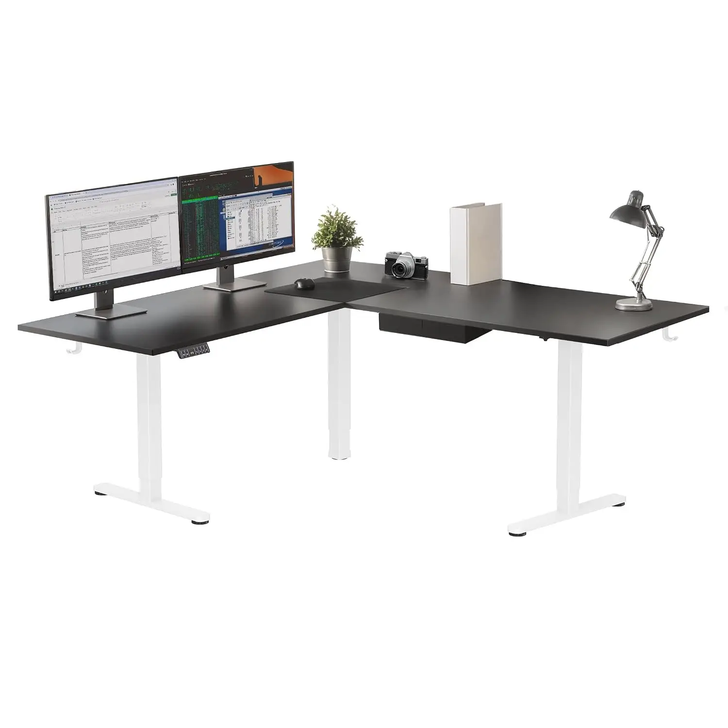L Shaped Electric Standing Desk Height Adjustable 28.3