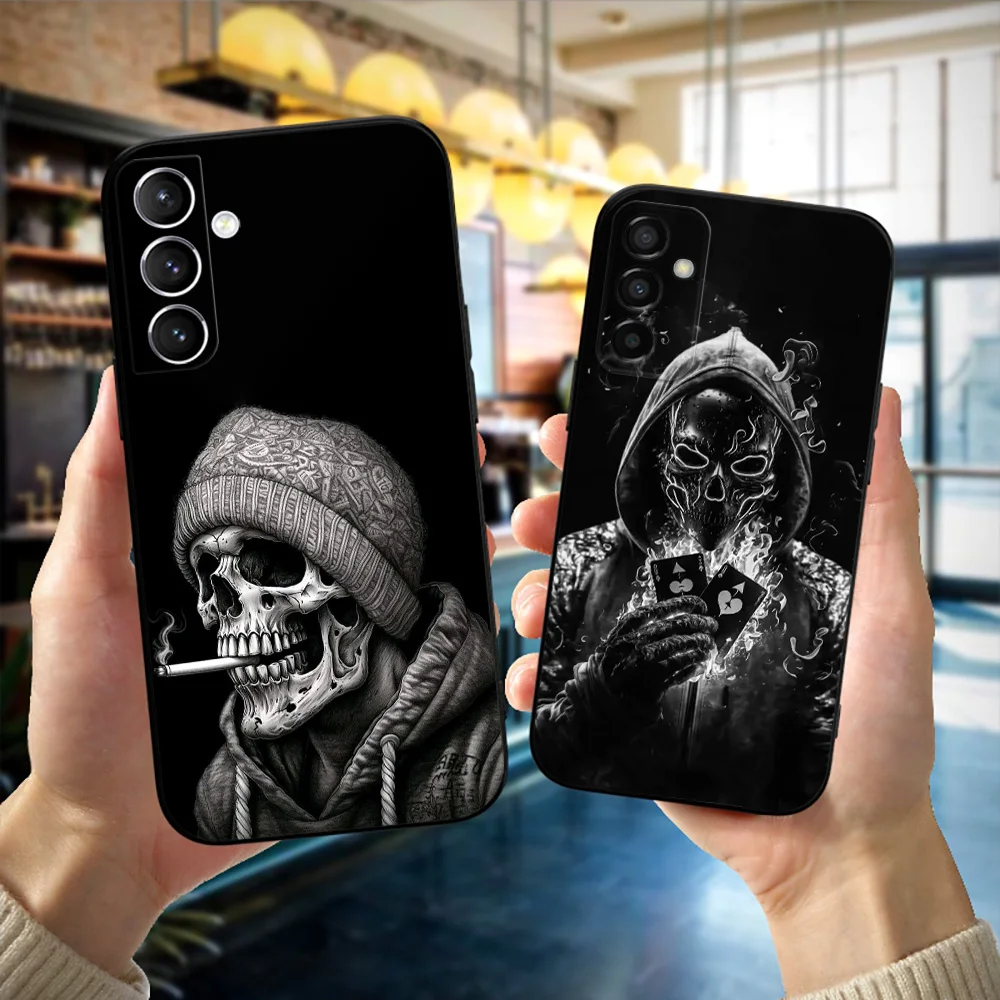 Black tpu Case For Samsung galaxy M53 M13 M62 A12 A22 A22S A32 A42 A52 A52S A72 4g 5g A20S Green Black Skull