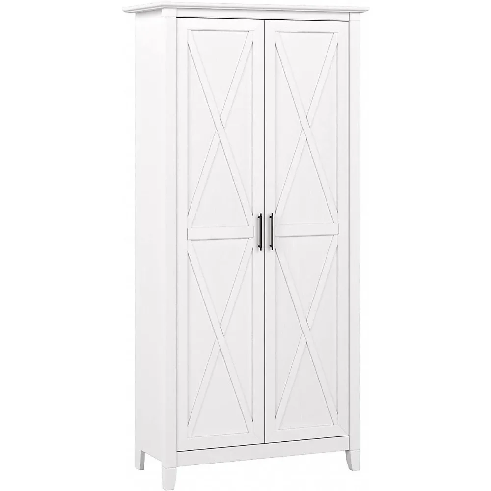 Furniture Key West Tall Storage Cabinet with Doors in Pure White Oak