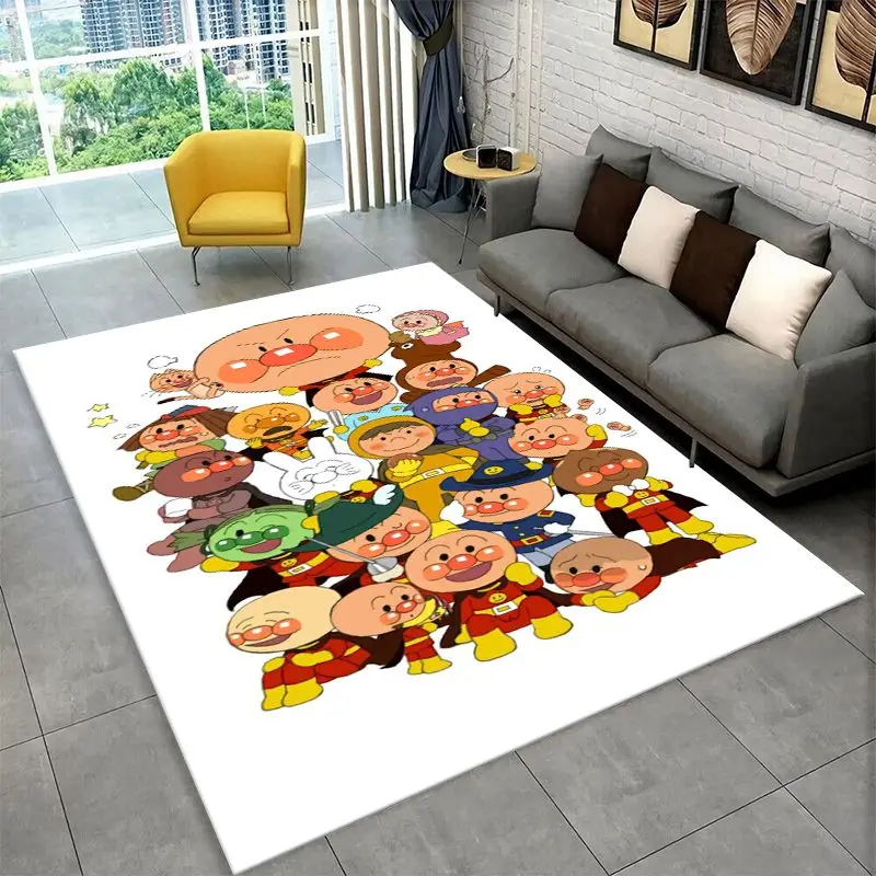 Retro Brave Anpanman Cartoon Carpet Rug for Playroom Bedroom Living Room Sofa Home Decor,Game Area Rug Non-slip Floor Mat Fest