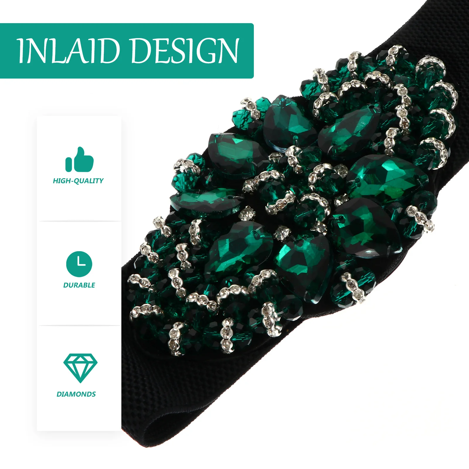 

1Pcs Stylish Rhinestone Waist Band Elastic Girdle for Women Ideal for Dressing Up Trousers Shorts and Dresses Elastic Waist Belt