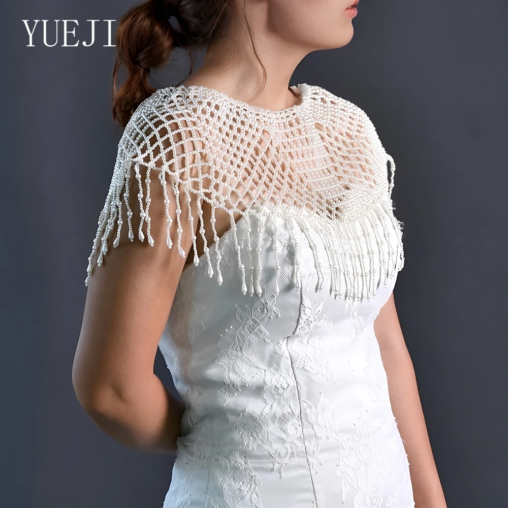 

YUEJI Luxury Woven Pearl Bridal Shawl Covering Shoulders Wedding Accessories Short Shawl Wedding Top Removable YJG76