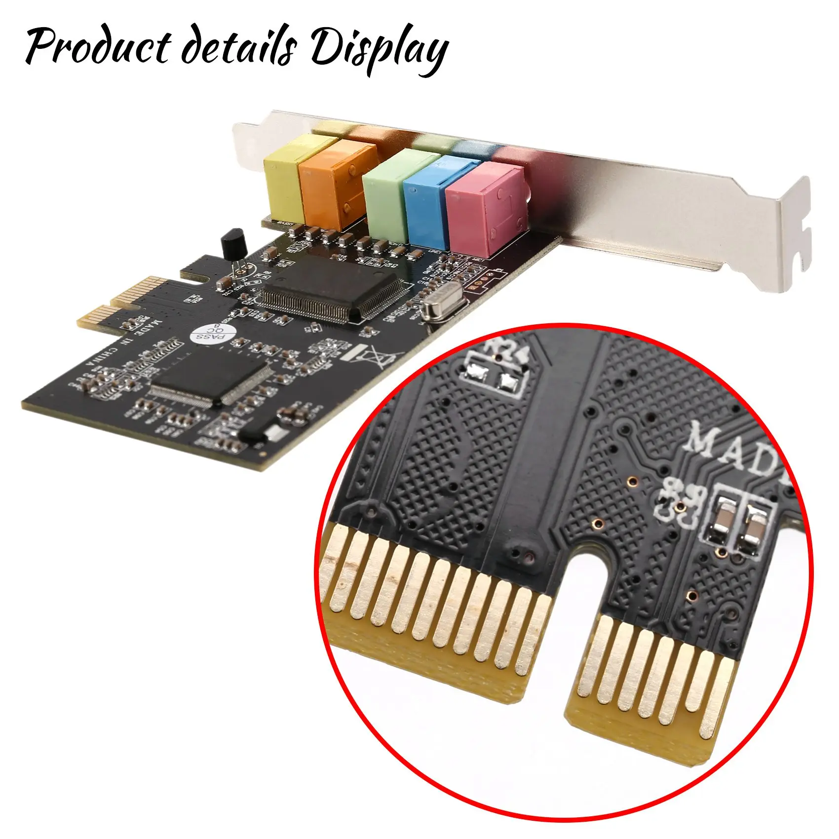 # Tarjeta de sonido PCIe 898D PCI-E X1 CMI8738 Chip Tarjeta de sonido de 32/64 bits Tarjeta de sonido estéreo de 5,1 canales para escritorio Tarjeta de sonido incorporada para PC (negro)