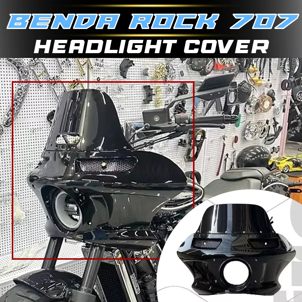 Motorcycle Enlarged Headlight Shield Front Windproof Screen For BENDA ROCK 707 Dark Flag 950 ChinchiIIa 350