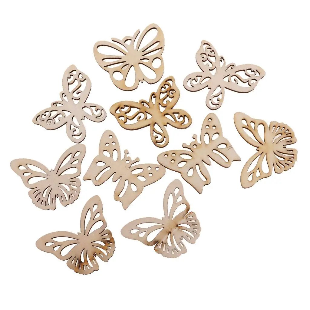 10PCS Wood Butterfly Chic Wooden Embellishments DIY Wind Chimes