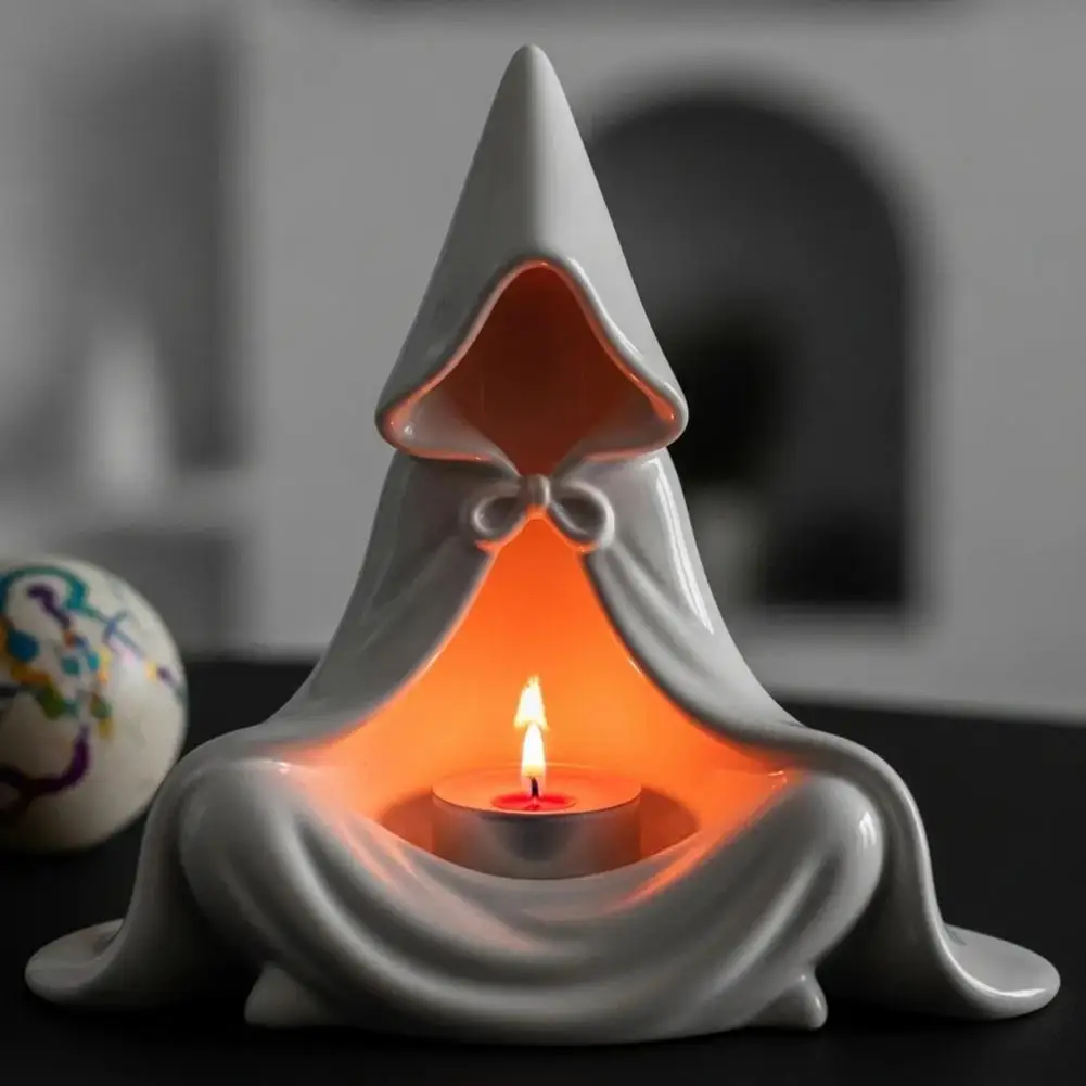 Fantasy Decor Candle Holder Candle Holder Halloween Hooded Cloak Tealight Holder Candlestick Ornament Unique Witchy Home Decor